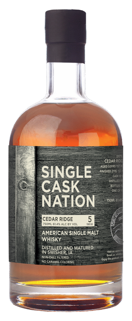 Single Cask Nation Cedar Ridge 5 Year Old Peated American Single Malt Whiskey